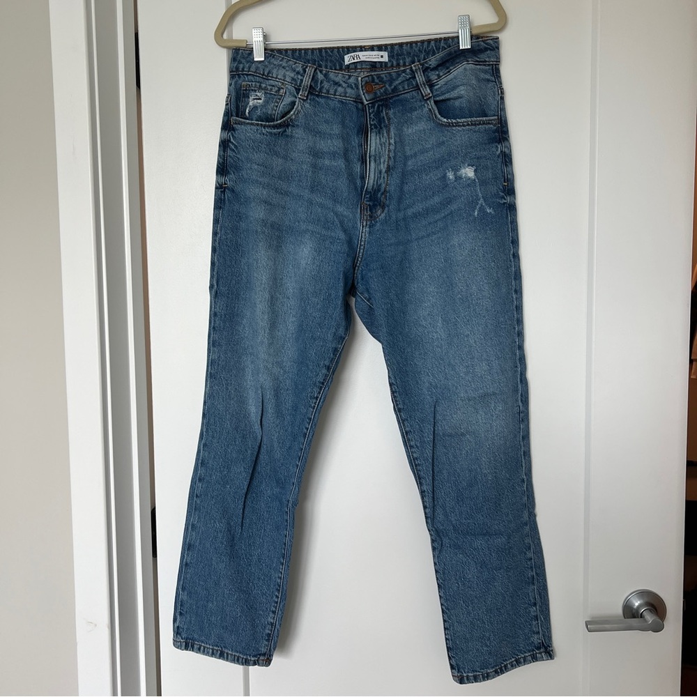 Zara high-rise straight leg jeans